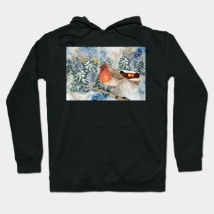 robin in the snow winter wonderland Hoodie